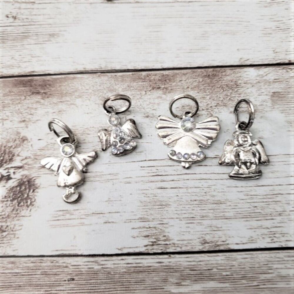 Vintage Charms Set of 4 Silver Tone Angel Charms